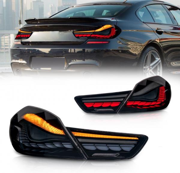 Voll LED Upgrade Design Rückleuchten Set für BMW 6er F06 / F12 / F13 10-17 schwarz/rauch in OLED Technik mit dynamischem Blinker